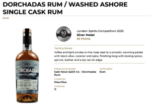 Dorchadas Rum / Washed Ashore Single Cask Rum Rum Photo for: Dorchadas Rum / Washed Ashore Single Cask Rum London Spirits Competition 2025 Silver Medal 93 Points Tasting Notes: Toffee and light smoke on the nose lead to a smooth, warming palate with black olive, caramel and spice, finishing long with baking spices, apricot, leather and a dry tannic edge. Producer Name: East Neuk Spirit Co - Dorchadas Rum Country: Mauritius Vintage: 11